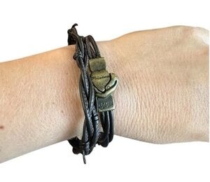 AMEN Passion Brown Leather Bracelet Unisex Double Layer Braid Magnet Lock NWT